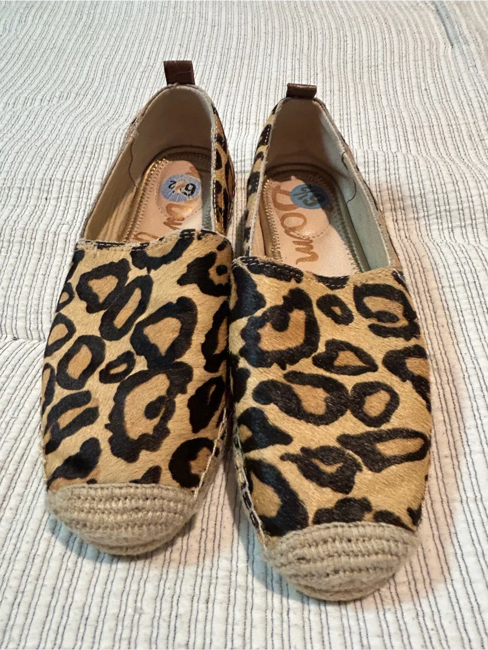 Sam Edelman Leopard Print Espadrille Slip-On Flats - Tan/Black